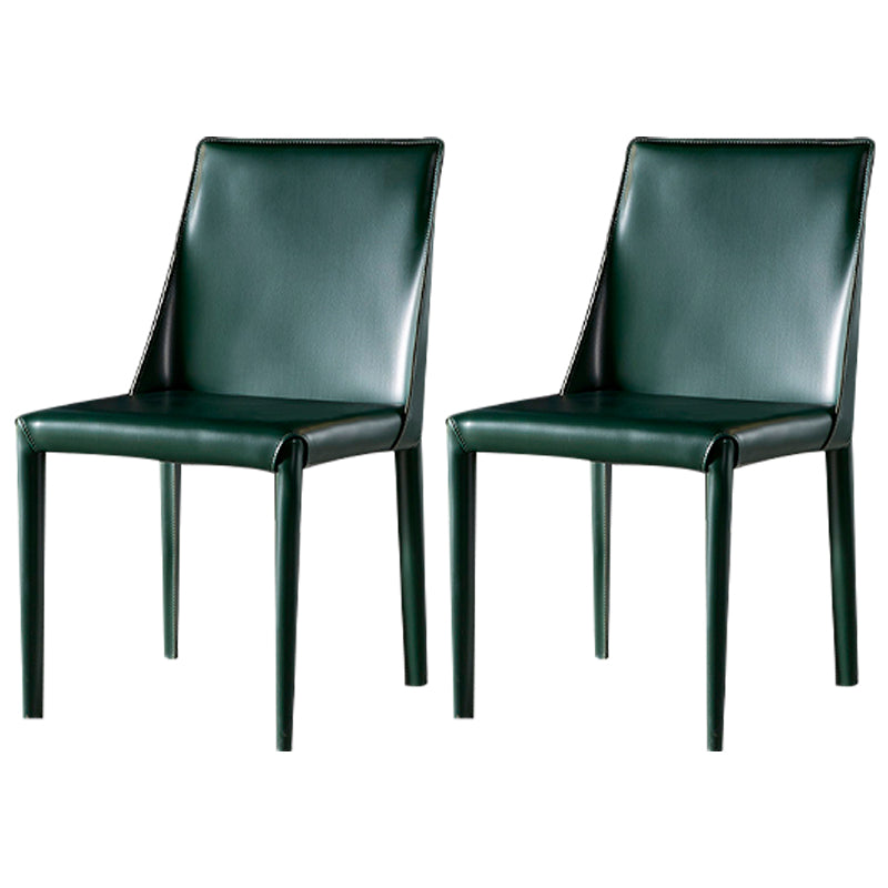 Contemporary Style Dining Chairs Armless Side Chairs with Metal Legs for Kitchen (Set of 2) Dark Green Clearhalo ' kitchen&dining_furn' 'Dining Chairs' 'Dining Tables & Seating' 'dining_chair' 'furn' 'furn_dining_chair' 'Furniture' 'furniture_dining_chair' 'Kitchen & Dining Furniture' 'kitchen' 4140093