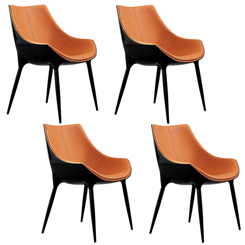 Contemporary Style Dining Chairs Arm Side Chairs with Metal Legs for Kitchen Orange 4 Piece Set Clearhalo ' kitchen&dining_furn' 'Dining Chairs' 'Dining Tables & Seating' 'dining_chair' 'furn' 'furn_dining_chair' 'Furniture' 'furniture_dining_chair' 'Kitchen & Dining Furniture' 'kitchen' 4140102
