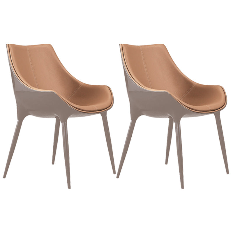 Contemporary Style Dining Chairs Arm Side Chairs with Metal Legs for Kitchen Brown 2 Piece Set Clearhalo ' kitchen&dining_furn' 'Dining Chairs' 'Dining Tables & Seating' 'dining_chair' 'furn' 'furn_dining_chair' 'Furniture' 'furniture_dining_chair' 'Kitchen & Dining Furniture' 'kitchen' 4140118