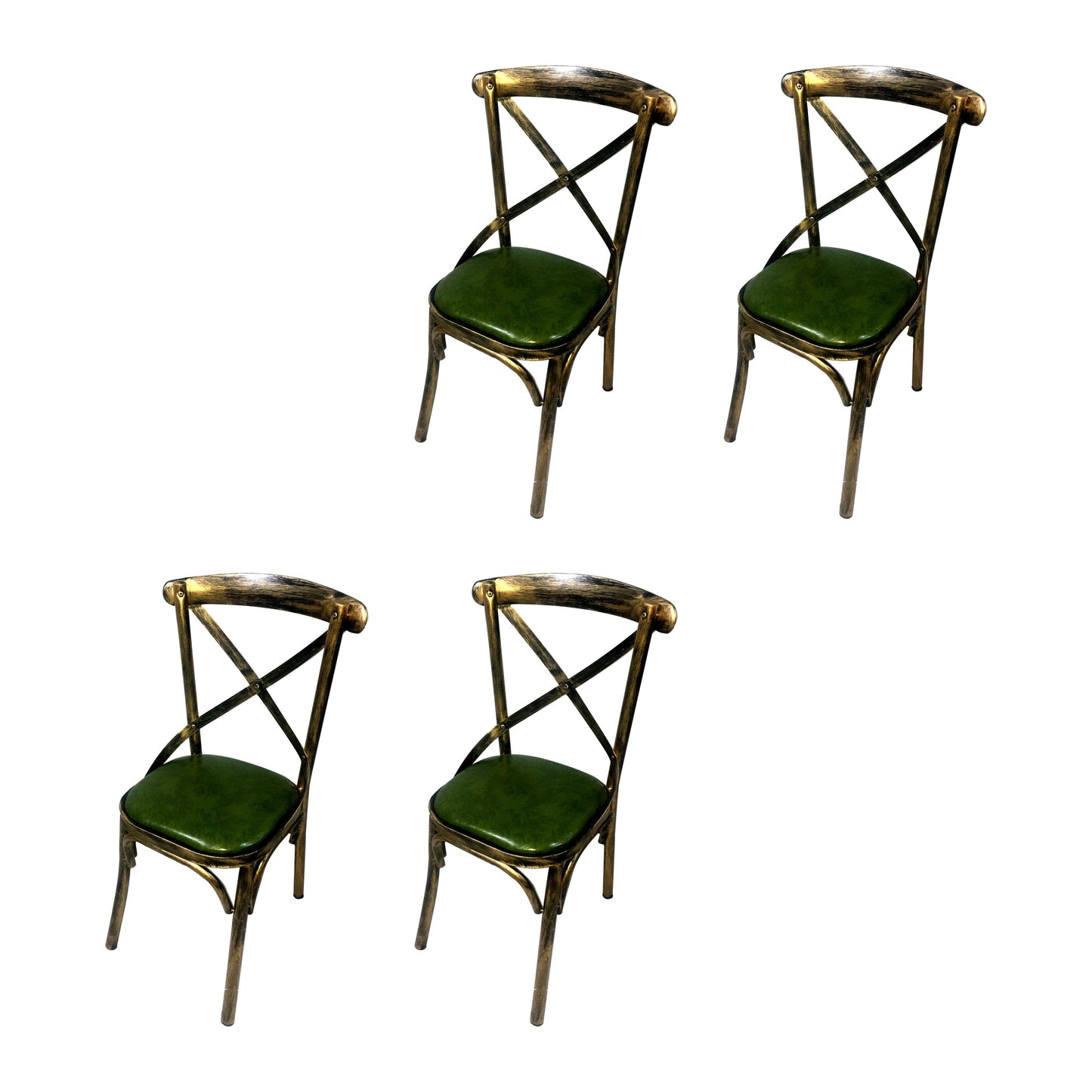 Industrial Style Metal Chairs Dining Room Kitchen Cross Back Side Chair Lake Green 4 Piece Set Clearhalo ' kitchen&dining_furn' 'Dining Chairs' 'Dining Tables & Seating' 'dining_chair' 'furn' 'furn_dining_chair' 'Furniture' 'furniture_dining_chair' 'Kitchen & Dining Furniture' 'kitchen' 4140143
