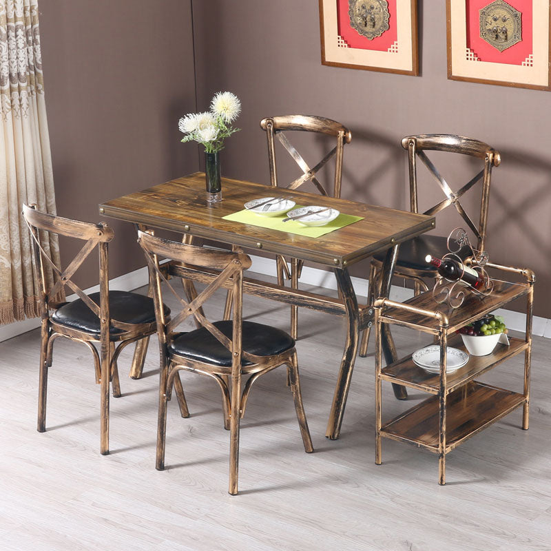 Industrial Style Metal Chairs Dining Room Kitchen Cross Back Side Chair Clearhalo ' kitchen&dining_furn' 'Dining Chairs' 'Dining Tables & Seating' 'dining_chair' 'furn' 'furn_dining_chair' 'Furniture' 'furniture_dining_chair' 'Kitchen & Dining Furniture' 'kitchen' 4140144