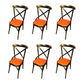 Industrial Style Metal Chairs Dining Room Kitchen Cross Back Side Chair Orange 6 Piece Set Clearhalo ' kitchen&dining_furn' 'Dining Chairs' 'Dining Tables & Seating' 'dining_chair' 'furn' 'furn_dining_chair' 'Furniture' 'furniture_dining_chair' 'Kitchen & Dining Furniture' 'kitchen' 4140152