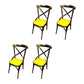 Industrial Style Metal Chairs Dining Room Kitchen Cross Back Side Chair Yellow 4 Piece Set Clearhalo ' kitchen&dining_furn' 'Dining Chairs' 'Dining Tables & Seating' 'dining_chair' 'furn' 'furn_dining_chair' 'Furniture' 'furniture_dining_chair' 'Kitchen & Dining Furniture' 'kitchen' 4140156