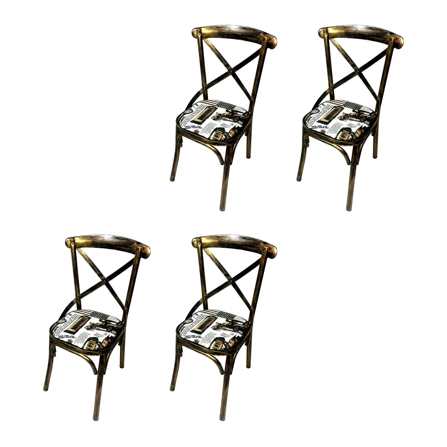 Industrial Style Metal Chairs Dining Room Kitchen Cross Back Side Chair Distressed White 4 Piece Set Clearhalo ' kitchen&dining_furn' 'Dining Chairs' 'Dining Tables & Seating' 'dining_chair' 'furn' 'furn_dining_chair' 'Furniture' 'furniture_dining_chair' 'Kitchen & Dining Furniture' 'kitchen' 4140160