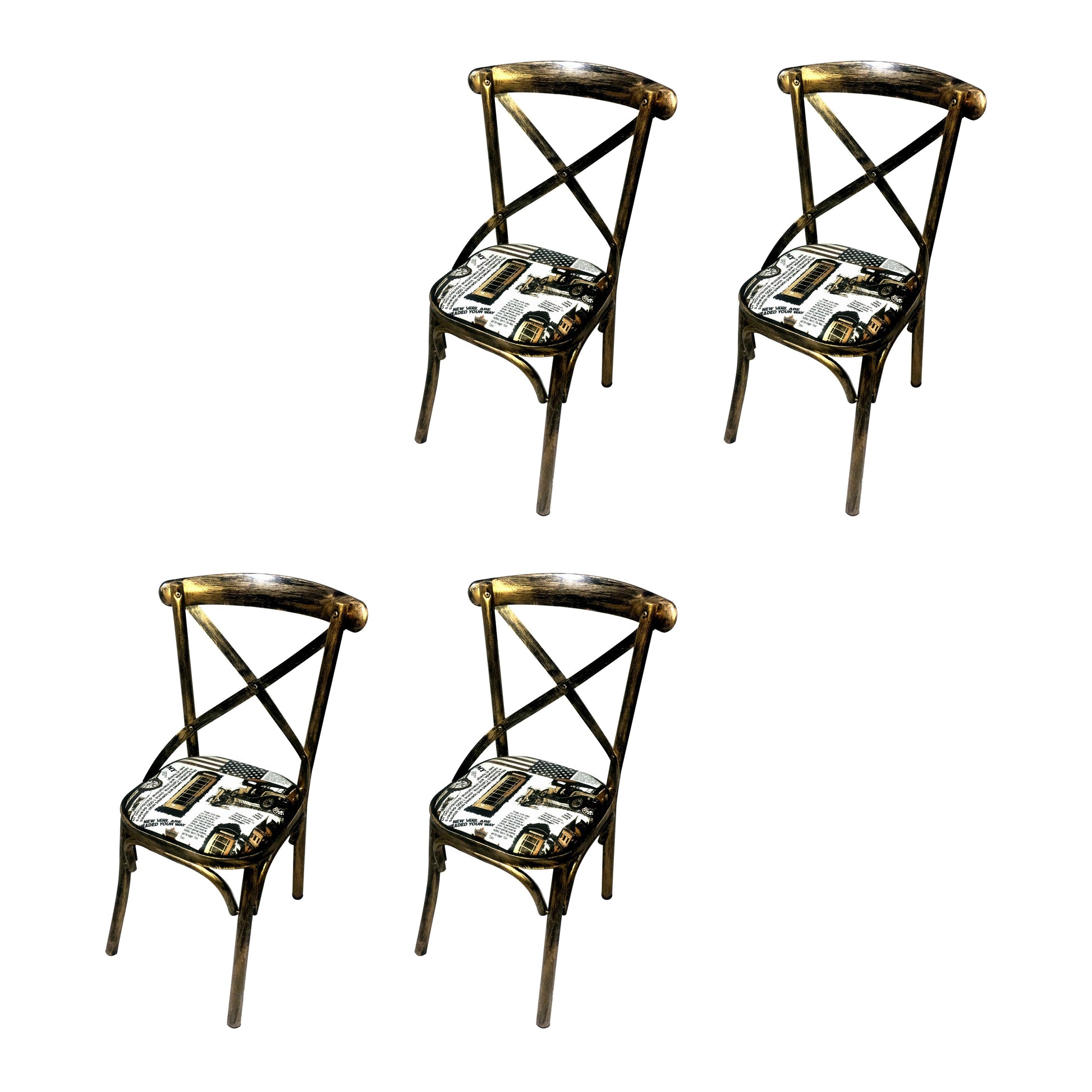 Industrial Style Metal Chairs Dining Room Kitchen Cross Back Side Chair Distressed White 4 Piece Set Clearhalo ' kitchen&dining_furn' 'Dining Chairs' 'Dining Tables & Seating' 'dining_chair' 'furn' 'furn_dining_chair' 'Furniture' 'furniture_dining_chair' 'Kitchen & Dining Furniture' 'kitchen' 4140160