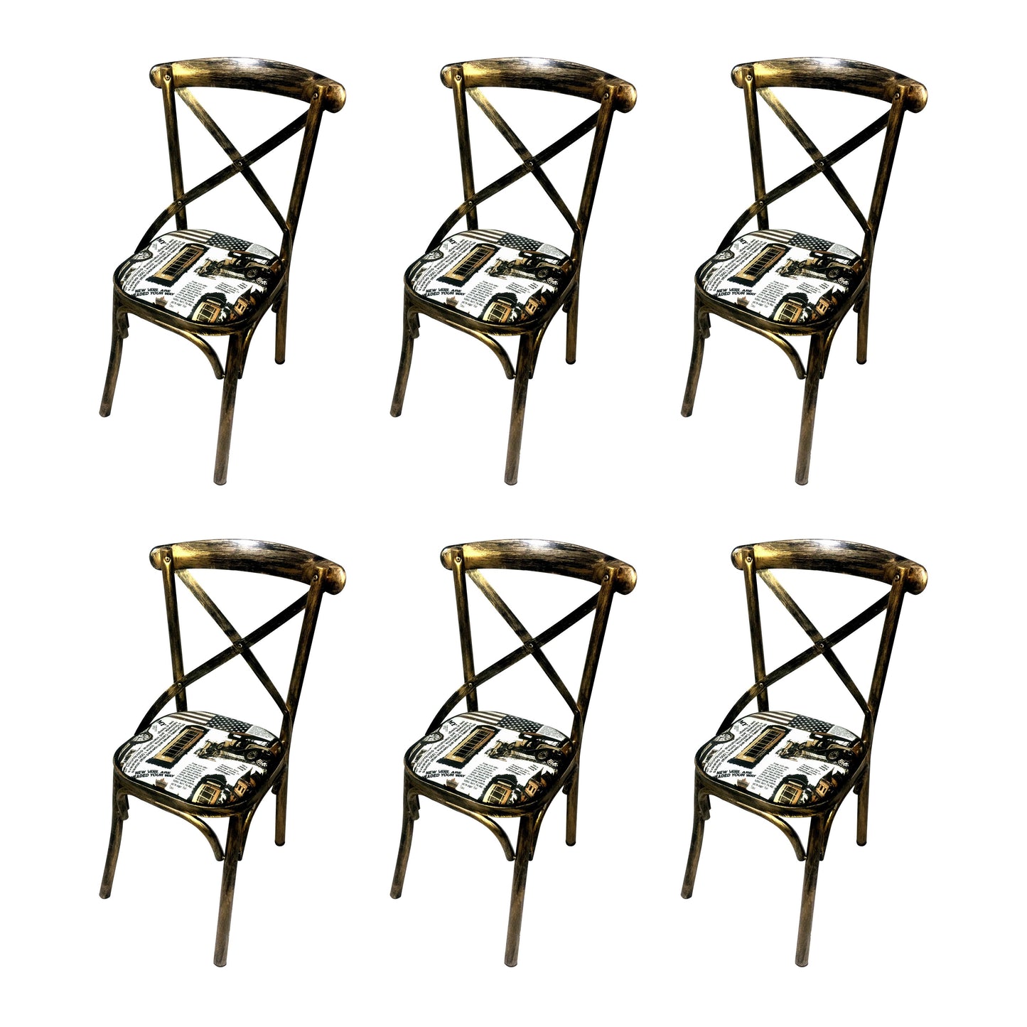 Industrial Style Metal Chairs Dining Room Kitchen Cross Back Side Chair Distressed White 6 Piece Set Clearhalo ' kitchen&dining_furn' 'Dining Chairs' 'Dining Tables & Seating' 'dining_chair' 'furn' 'furn_dining_chair' 'Furniture' 'furniture_dining_chair' 'Kitchen & Dining Furniture' 'kitchen' 4140161