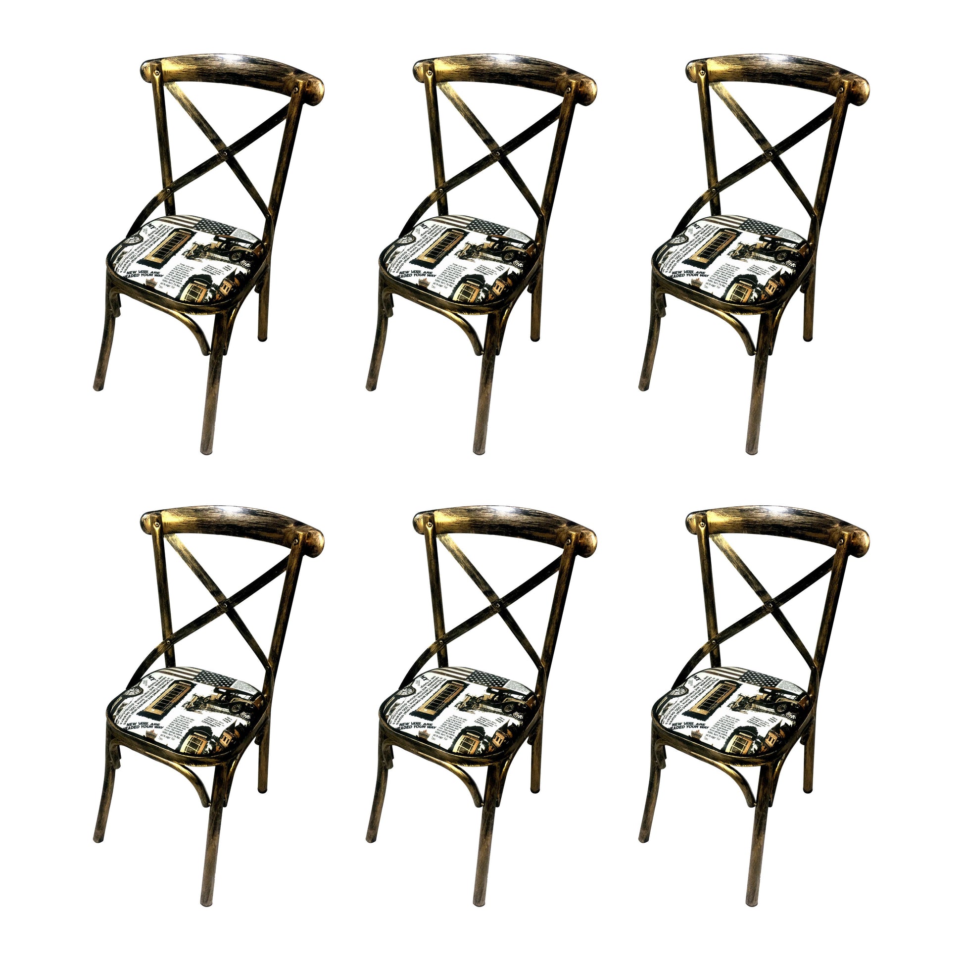 Industrial Style Metal Chairs Dining Room Kitchen Cross Back Side Chair Distressed White 6 Piece Set Clearhalo ' kitchen&dining_furn' 'Dining Chairs' 'Dining Tables & Seating' 'dining_chair' 'furn' 'furn_dining_chair' 'Furniture' 'furniture_dining_chair' 'Kitchen & Dining Furniture' 'kitchen' 4140161