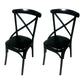 Industrial Style Metal Chairs Dining Room Kitchen Cross Back Side Chair Gloss Black 2 Piece Set Clearhalo ' kitchen&dining_furn' 'Dining Chairs' 'Dining Tables & Seating' 'dining_chair' 'furn' 'furn_dining_chair' 'Furniture' 'furniture_dining_chair' 'Kitchen & Dining Furniture' 'kitchen' 4140168