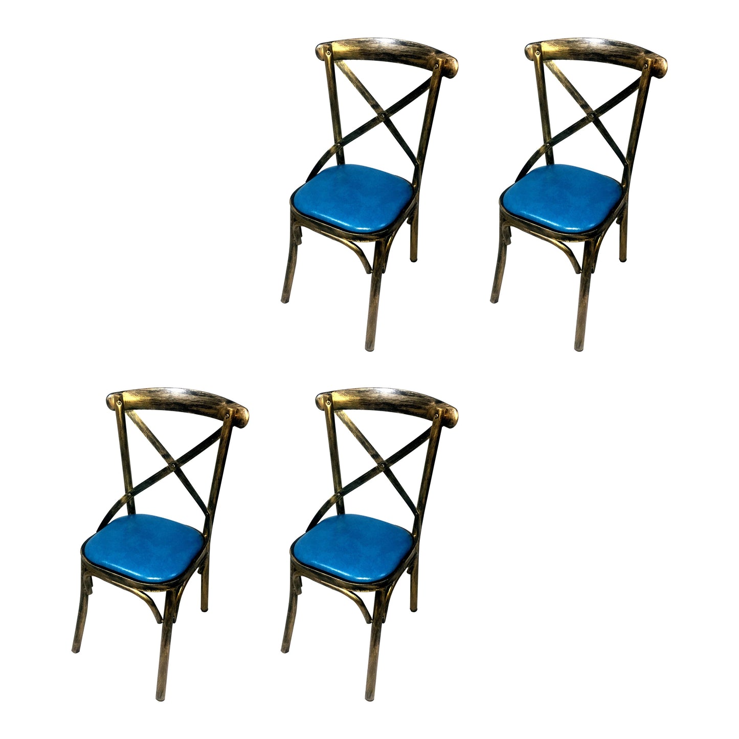 Industrial Style Metal Chairs Dining Room Kitchen Cross Back Side Chair Sky Blue 4 Piece Set Clearhalo ' kitchen&dining_furn' 'Dining Chairs' 'Dining Tables & Seating' 'dining_chair' 'furn' 'furn_dining_chair' 'Furniture' 'furniture_dining_chair' 'Kitchen & Dining Furniture' 'kitchen' 4140172