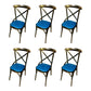Industrial Style Metal Chairs Dining Room Kitchen Cross Back Side Chair Sky Blue 6 Piece Set Clearhalo ' kitchen&dining_furn' 'Dining Chairs' 'Dining Tables & Seating' 'dining_chair' 'furn' 'furn_dining_chair' 'Furniture' 'furniture_dining_chair' 'Kitchen & Dining Furniture' 'kitchen' 4140173
