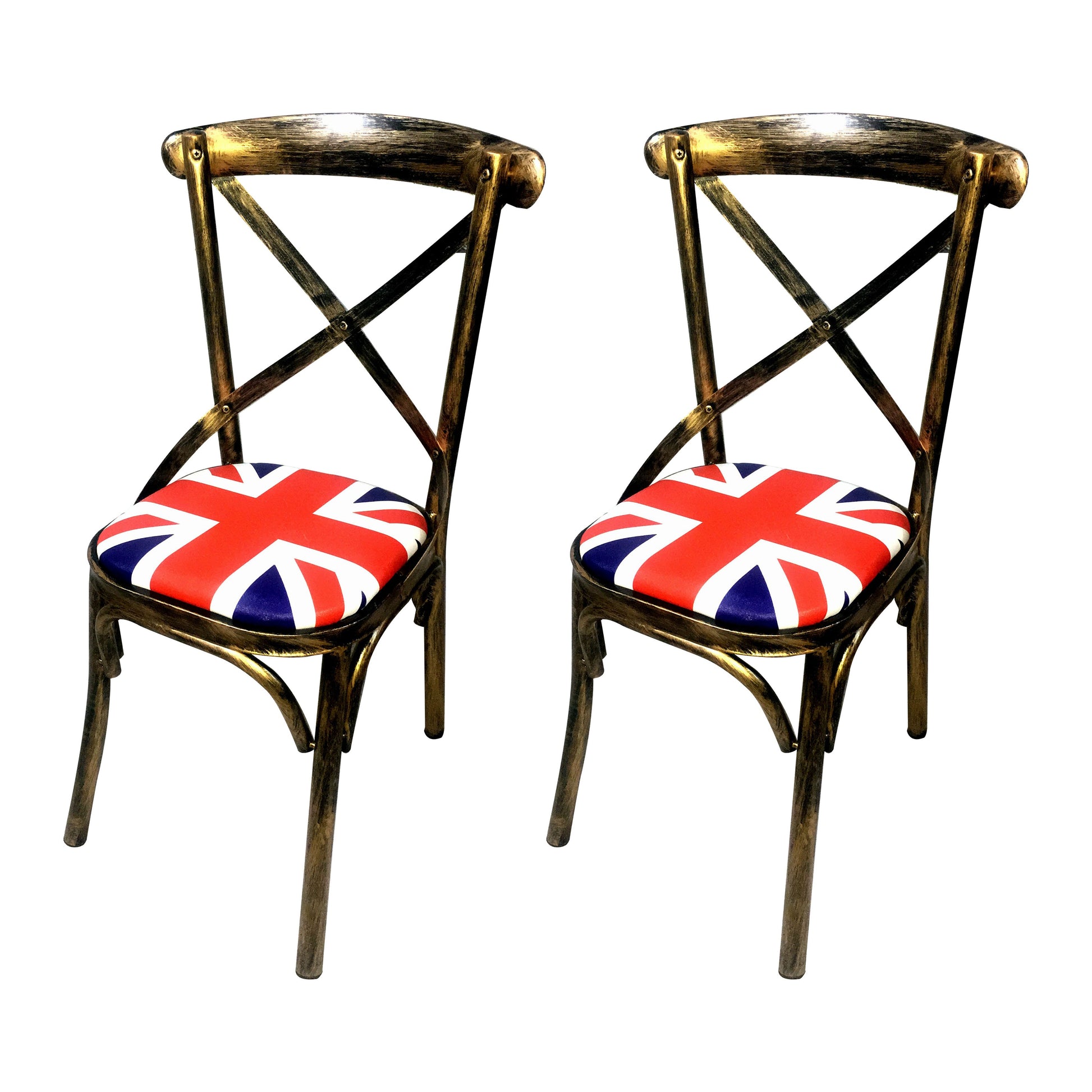 Industrial Style Metal Chairs Dining Room Kitchen Cross Back Side Chair Multi-Color 2 Piece Set Clearhalo ' kitchen&dining_furn' 'Dining Chairs' 'Dining Tables & Seating' 'dining_chair' 'furn' 'furn_dining_chair' 'Furniture' 'furniture_dining_chair' 'Kitchen & Dining Furniture' 'kitchen' 4140174