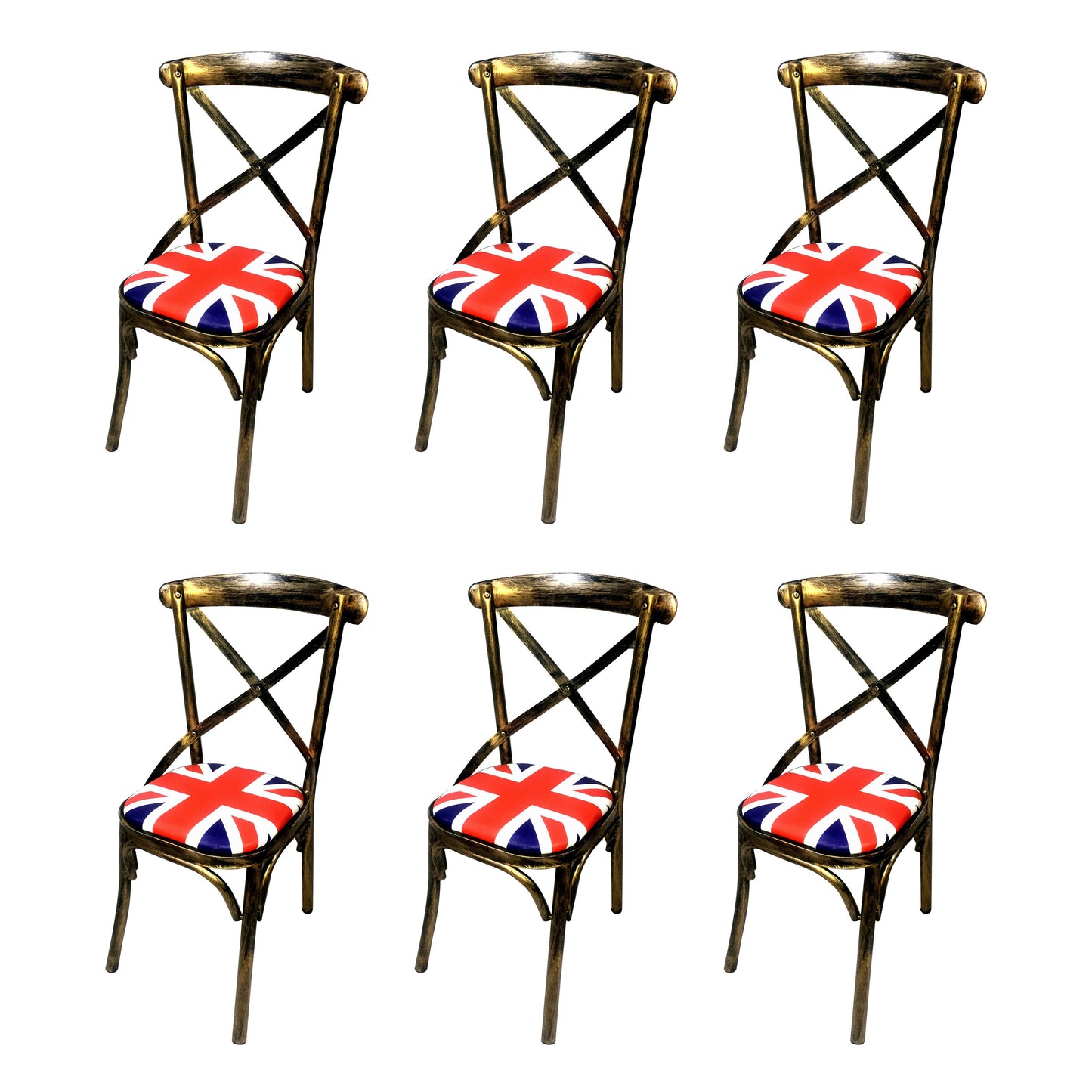 Industrial Style Metal Chairs Dining Room Kitchen Cross Back Side Chair Multi-Color 6 Piece Set Clearhalo ' kitchen&dining_furn' 'Dining Chairs' 'Dining Tables & Seating' 'dining_chair' 'furn' 'furn_dining_chair' 'Furniture' 'furniture_dining_chair' 'Kitchen & Dining Furniture' 'kitchen' 4140176