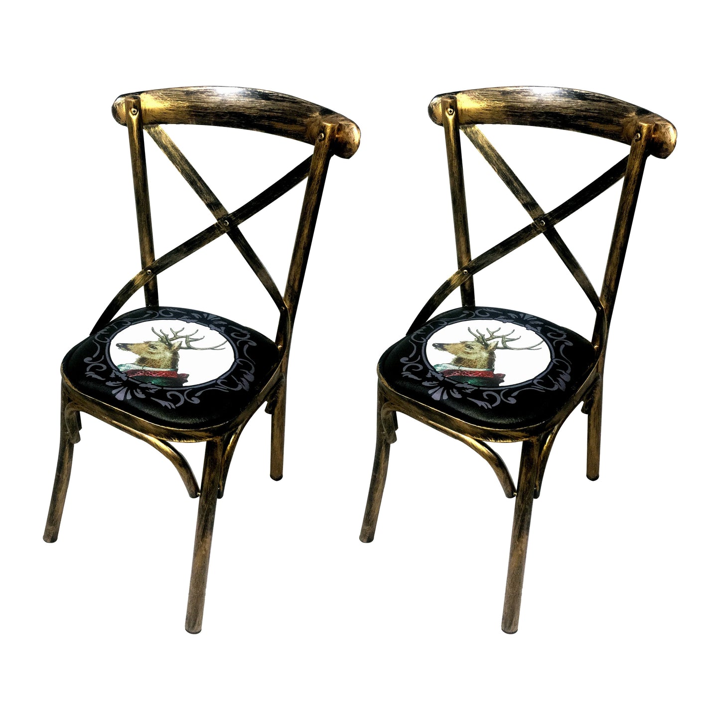 Industrial Style Metal Chairs Dining Room Kitchen Cross Back Side Chair Black 2 Piece Set Clearhalo ' kitchen&dining_furn' 'Dining Chairs' 'Dining Tables & Seating' 'dining_chair' 'furn' 'furn_dining_chair' 'Furniture' 'furniture_dining_chair' 'Kitchen & Dining Furniture' 'kitchen' 4140177