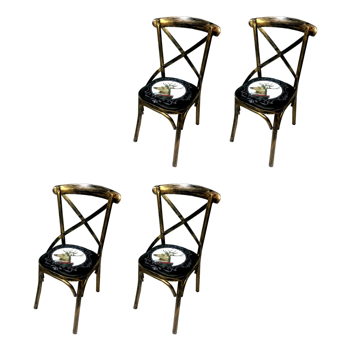 Industrial Style Metal Chairs Dining Room Kitchen Cross Back Side Chair Black 4 Piece Set Clearhalo ' kitchen&dining_furn' 'Dining Chairs' 'Dining Tables & Seating' 'dining_chair' 'furn' 'furn_dining_chair' 'Furniture' 'furniture_dining_chair' 'Kitchen & Dining Furniture' 'kitchen' 4140178