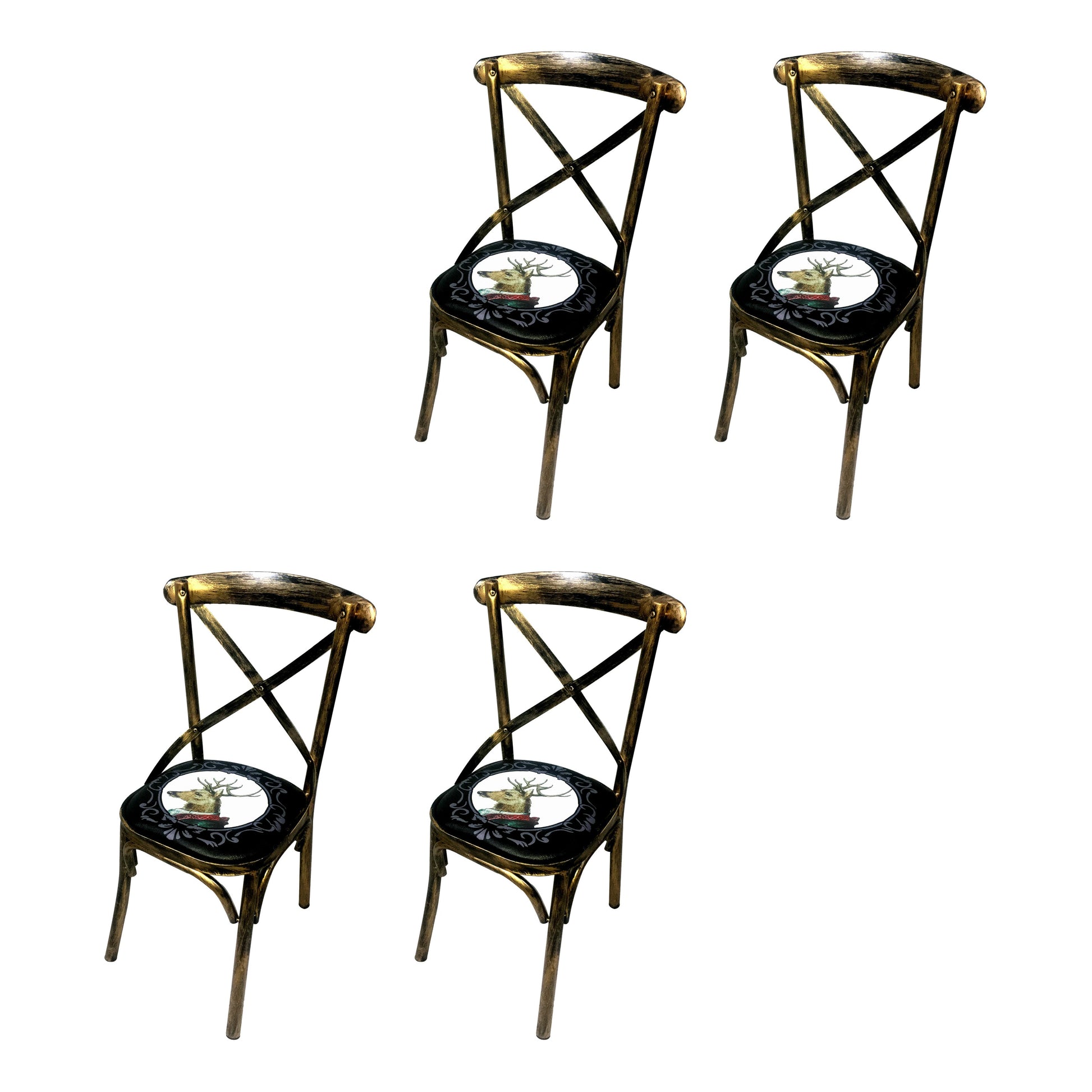 Industrial Style Metal Chairs Dining Room Kitchen Cross Back Side Chair Black 4 Piece Set Clearhalo ' kitchen&dining_furn' 'Dining Chairs' 'Dining Tables & Seating' 'dining_chair' 'furn' 'furn_dining_chair' 'Furniture' 'furniture_dining_chair' 'Kitchen & Dining Furniture' 'kitchen' 4140178