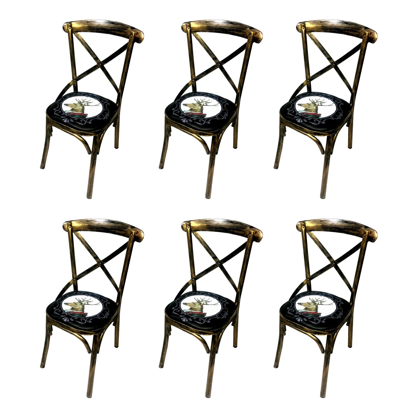 Industrial Style Metal Chairs Dining Room Kitchen Cross Back Side Chair Black 6 Piece Set Clearhalo ' kitchen&dining_furn' 'Dining Chairs' 'Dining Tables & Seating' 'dining_chair' 'furn' 'furn_dining_chair' 'Furniture' 'furniture_dining_chair' 'Kitchen & Dining Furniture' 'kitchen' 4140179