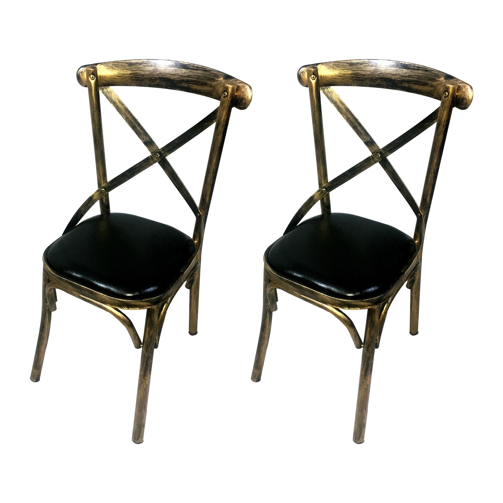 Industrial Style Metal Chairs Dining Room Kitchen Cross Back Side Chair Dark Gray-Black 2 Piece Set Clearhalo ' kitchen&dining_furn' 'Dining Chairs' 'Dining Tables & Seating' 'dining_chair' 'furn' 'furn_dining_chair' 'Furniture' 'furniture_dining_chair' 'Kitchen & Dining Furniture' 'kitchen' 4140180