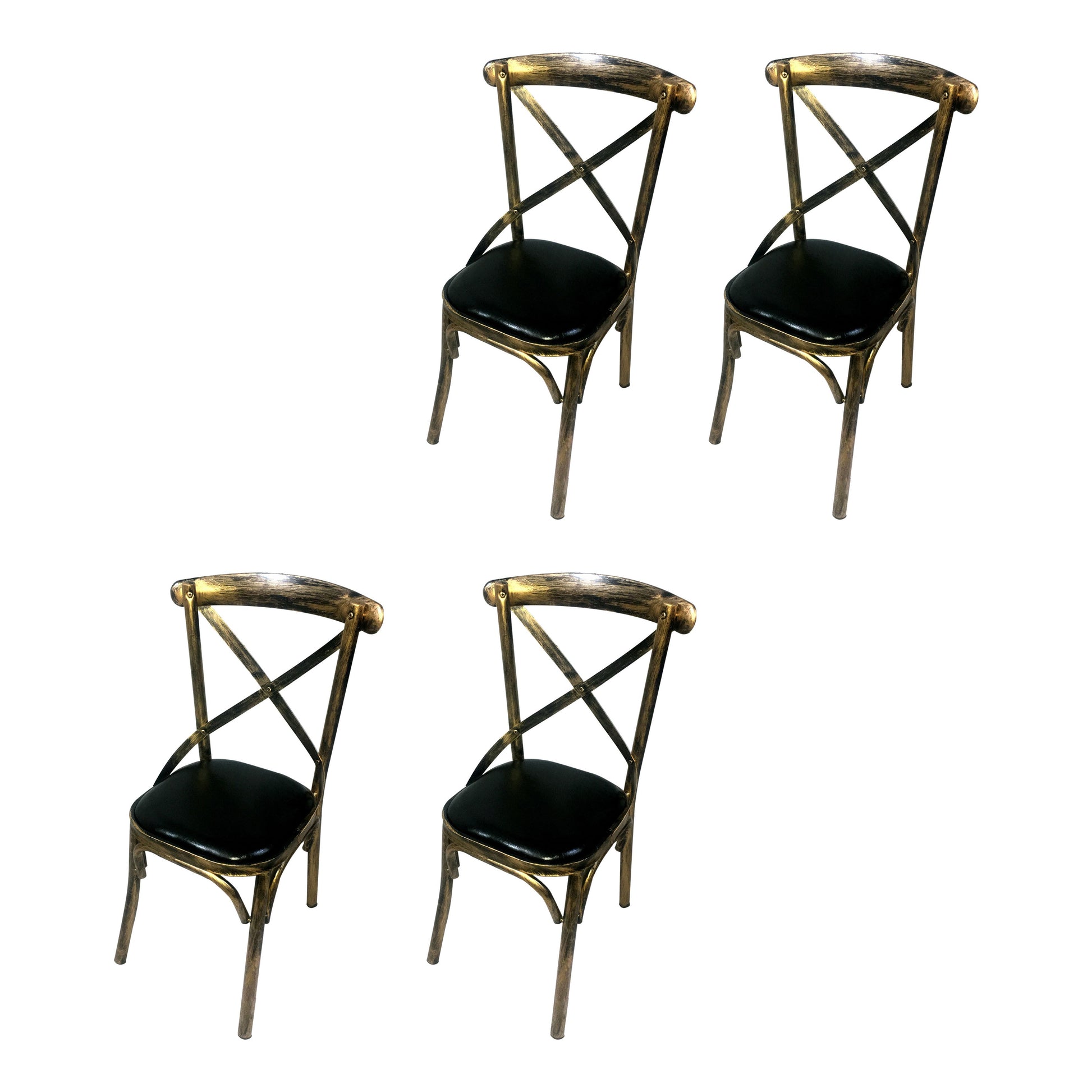 Industrial Style Metal Chairs Dining Room Kitchen Cross Back Side Chair Dark Gray-Black 4 Piece Set Clearhalo ' kitchen&dining_furn' 'Dining Chairs' 'Dining Tables & Seating' 'dining_chair' 'furn' 'furn_dining_chair' 'Furniture' 'furniture_dining_chair' 'Kitchen & Dining Furniture' 'kitchen' 4140181