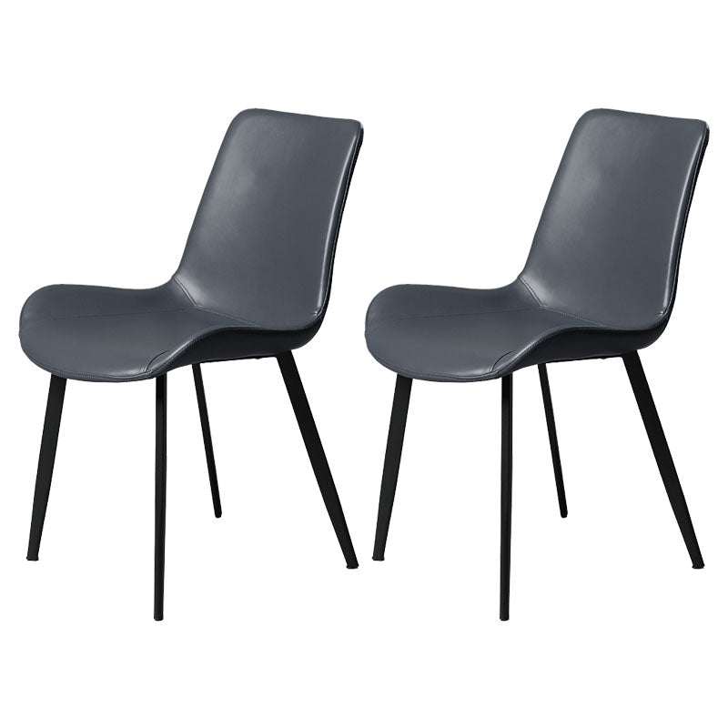 Minimalist Style Solid Back Dining Side Chairs Leather Dining Chairs for Home Dark Blue 2 Piece Set Clearhalo ' kitchen&dining_furn' 'Dining Chairs' 'Dining Tables & Seating' 'dining_chair' 'furn' 'furn_dining_chair' 'Furniture' 'furniture_dining_chair' 'Kitchen & Dining Furniture' 'kitchen' 4140193
