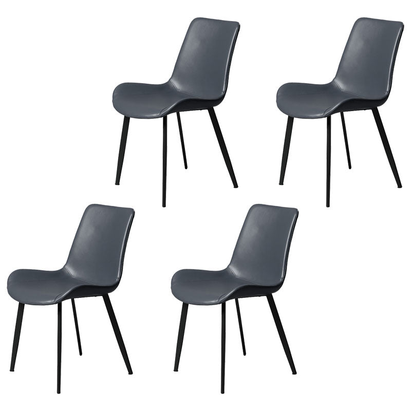 Minimalist Style Solid Back Dining Side Chairs Leather Dining Chairs for Home Dark Blue 4 Piece Set Clearhalo ' kitchen&dining_furn' 'Dining Chairs' 'Dining Tables & Seating' 'dining_chair' 'furn' 'furn_dining_chair' 'Furniture' 'furniture_dining_chair' 'Kitchen & Dining Furniture' 'kitchen' 4140194