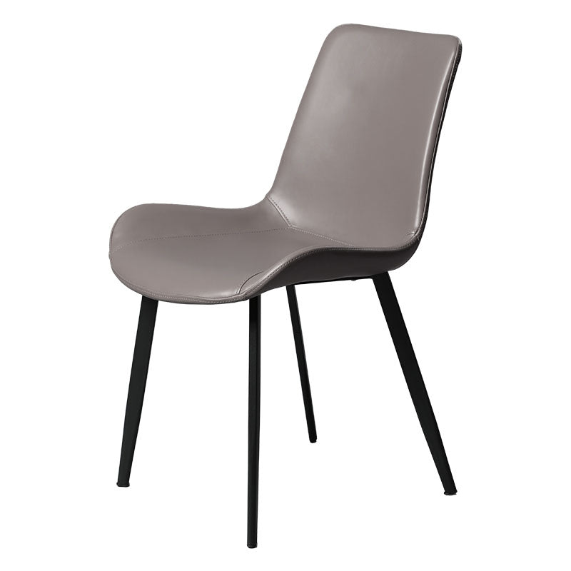 Minimalist Style Solid Back Dining Side Chairs Leather Dining Chairs for Home Dark Gray 1 Piece Clearhalo ' kitchen&dining_furn' 'Dining Chairs' 'Dining Tables & Seating' 'dining_chair' 'furn' 'furn_dining_chair' 'Furniture' 'furniture_dining_chair' 'Kitchen & Dining Furniture' 'kitchen' 4140196