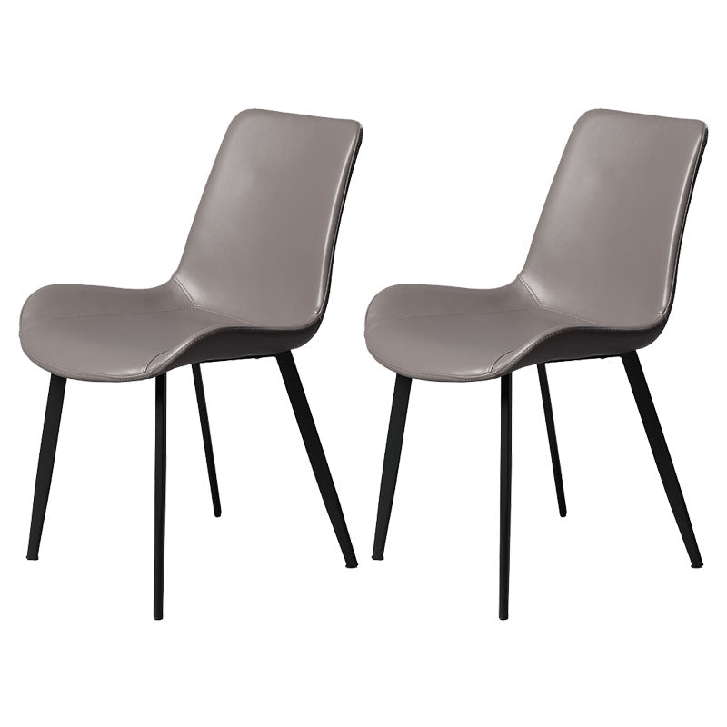 Minimalist Style Solid Back Dining Side Chairs Leather Dining Chairs for Home Dark Gray 2 Piece Set Clearhalo ' kitchen&dining_furn' 'Dining Chairs' 'Dining Tables & Seating' 'dining_chair' 'furn' 'furn_dining_chair' 'Furniture' 'furniture_dining_chair' 'Kitchen & Dining Furniture' 'kitchen' 4140198