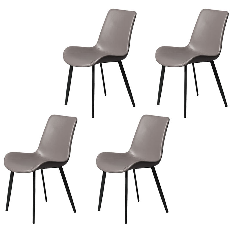 Minimalist Style Solid Back Dining Side Chairs Leather Dining Chairs for Home Dark Gray 4 Piece Set Clearhalo ' kitchen&dining_furn' 'Dining Chairs' 'Dining Tables & Seating' 'dining_chair' 'furn' 'furn_dining_chair' 'Furniture' 'furniture_dining_chair' 'Kitchen & Dining Furniture' 'kitchen' 4140200