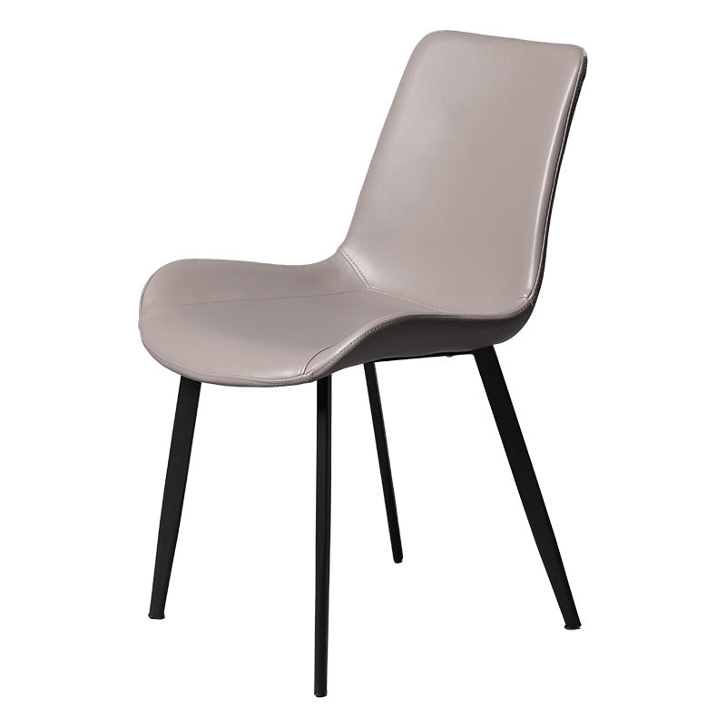 Minimalist Style Solid Back Dining Side Chairs Leather Dining Chairs for Home Light Gray 1 Piece Clearhalo ' kitchen&dining_furn' 'Dining Chairs' 'Dining Tables & Seating' 'dining_chair' 'furn' 'furn_dining_chair' 'Furniture' 'furniture_dining_chair' 'Kitchen & Dining Furniture' 'kitchen' 4140202
