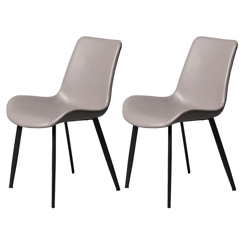 Minimalist Style Solid Back Dining Side Chairs Leather Dining Chairs for Home Light Gray 2 Piece Set Clearhalo ' kitchen&dining_furn' 'Dining Chairs' 'Dining Tables & Seating' 'dining_chair' 'furn' 'furn_dining_chair' 'Furniture' 'furniture_dining_chair' 'Kitchen & Dining Furniture' 'kitchen' 4140204