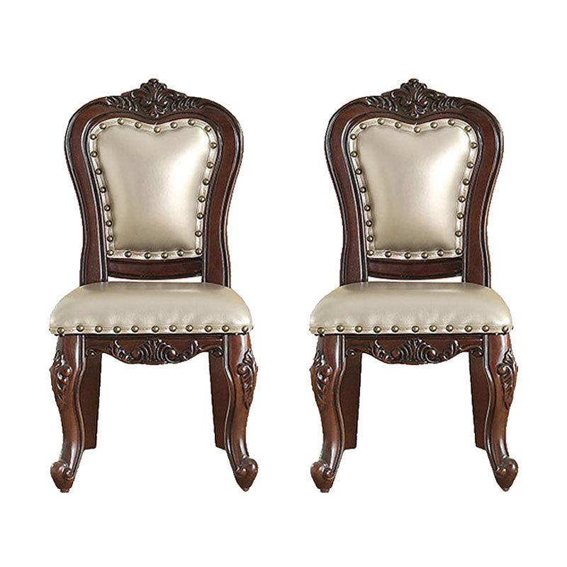 Victoria Style Solid Wood Dining Chair Kitchen Open Back Side Chairs Champagne Silver 2 Piece Set Clearhalo ' kitchen&dining_furn' 'Dining Chairs' 'Dining Tables & Seating' 'dining_chair' 'furn' 'furn_dining_chair' 'Furniture' 'furniture_dining_chair' 'Kitchen & Dining Furniture' 'kitchen' 4140209