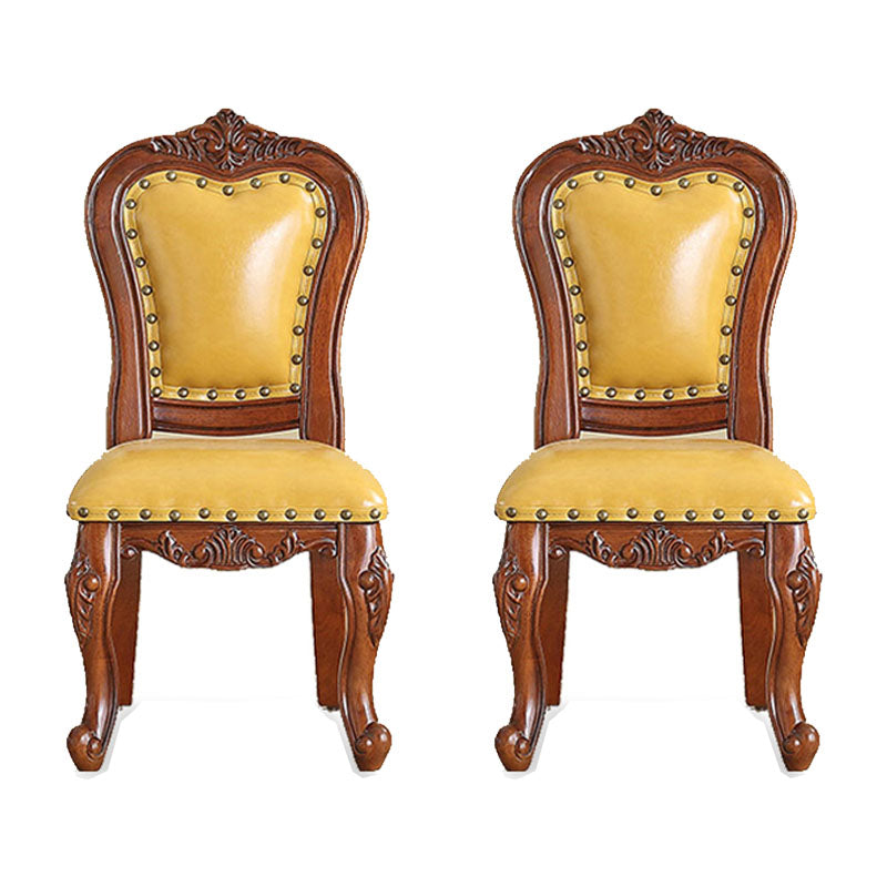 Victoria Style Solid Wood Dining Chair Kitchen Open Back Side Chairs Lemon Yellow 2 Piece Set Clearhalo ' kitchen&dining_furn' 'Dining Chairs' 'Dining Tables & Seating' 'dining_chair' 'furn' 'furn_dining_chair' 'Furniture' 'furniture_dining_chair' 'Kitchen & Dining Furniture' 'kitchen' 4140222