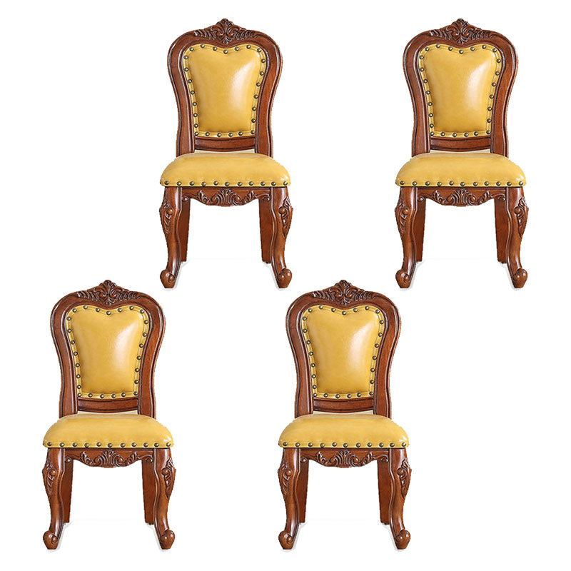 Victoria Style Solid Wood Dining Chair Kitchen Open Back Side Chairs Lemon Yellow 4 Piece Set Clearhalo ' kitchen&dining_furn' 'Dining Chairs' 'Dining Tables & Seating' 'dining_chair' 'furn' 'furn_dining_chair' 'Furniture' 'furniture_dining_chair' 'Kitchen & Dining Furniture' 'kitchen' 4140224