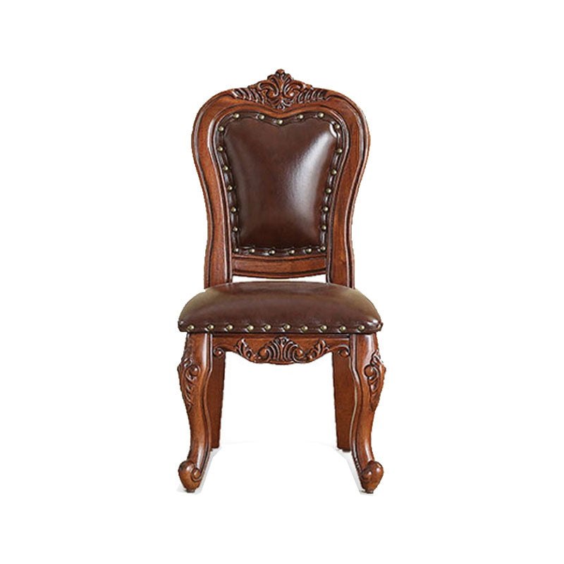 Victoria Style Solid Wood Dining Chair Kitchen Open Back Side Chairs Dark Brown 1 Piece Clearhalo ' kitchen&dining_furn' 'Dining Chairs' 'Dining Tables & Seating' 'dining_chair' 'furn' 'furn_dining_chair' 'Furniture' 'furniture_dining_chair' 'Kitchen & Dining Furniture' 'kitchen' 4140226