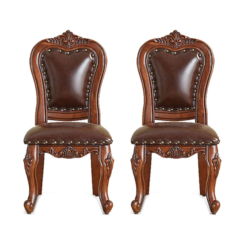 Victoria Style Solid Wood Dining Chair Kitchen Open Back Side Chairs Dark Brown 2 Piece Set Clearhalo ' kitchen&dining_furn' 'Dining Chairs' 'Dining Tables & Seating' 'dining_chair' 'furn' 'furn_dining_chair' 'Furniture' 'furniture_dining_chair' 'Kitchen & Dining Furniture' 'kitchen' 4140227