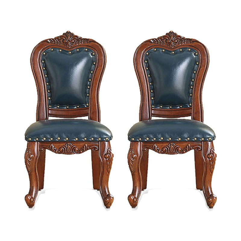 Victoria Style Solid Wood Dining Chair Kitchen Open Back Side Chairs Blue 2 Piece Set Clearhalo ' kitchen&dining_furn' 'Dining Chairs' 'Dining Tables & Seating' 'dining_chair' 'furn' 'furn_dining_chair' 'Furniture' 'furniture_dining_chair' 'Kitchen & Dining Furniture' 'kitchen' 4140231