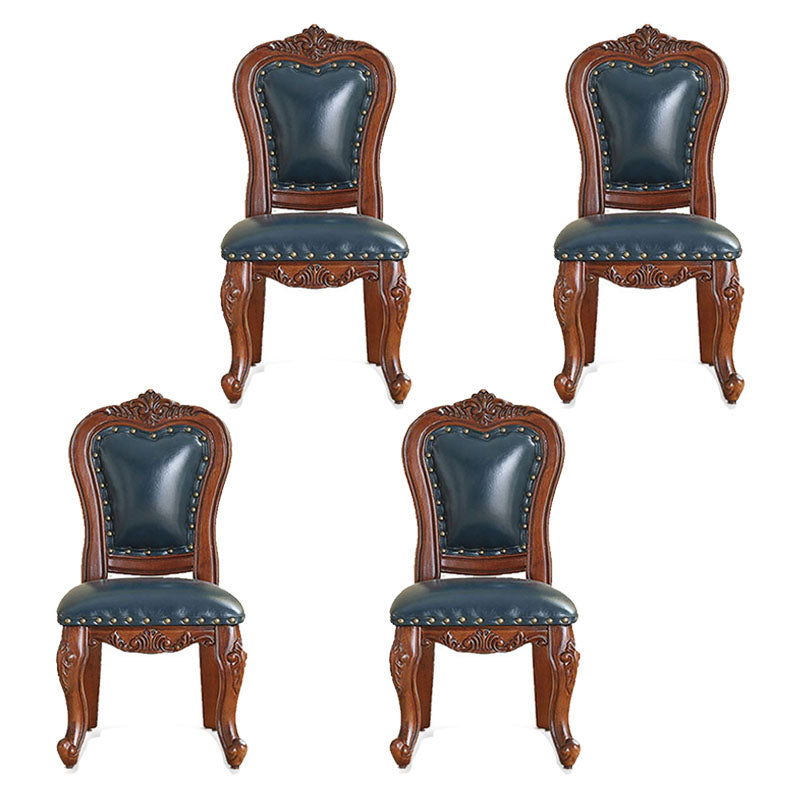 Victoria Style Solid Wood Dining Chair Kitchen Open Back Side Chairs Blue 4 Piece Set Clearhalo ' kitchen&dining_furn' 'Dining Chairs' 'Dining Tables & Seating' 'dining_chair' 'furn' 'furn_dining_chair' 'Furniture' 'furniture_dining_chair' 'Kitchen & Dining Furniture' 'kitchen' 4140232