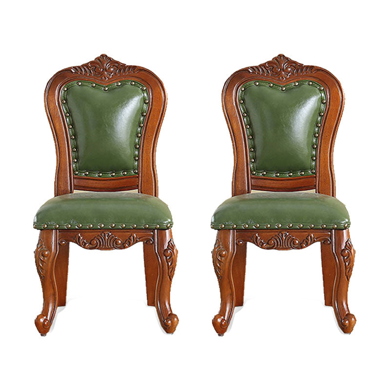 Victoria Style Solid Wood Dining Chair Kitchen Open Back Side Chairs Green 2 Piece Set Clearhalo ' kitchen&dining_furn' 'Dining Chairs' 'Dining Tables & Seating' 'dining_chair' 'furn' 'furn_dining_chair' 'Furniture' 'furniture_dining_chair' 'Kitchen & Dining Furniture' 'kitchen' 4140234