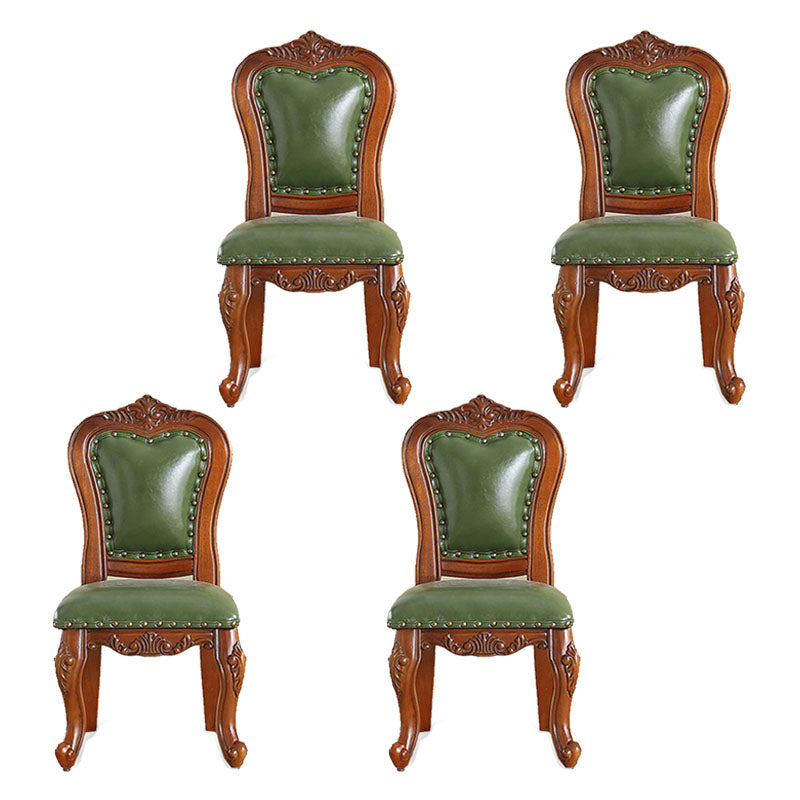Victoria Style Solid Wood Dining Chair Kitchen Open Back Side Chairs Green 4 Piece Set Clearhalo ' kitchen&dining_furn' 'Dining Chairs' 'Dining Tables & Seating' 'dining_chair' 'furn' 'furn_dining_chair' 'Furniture' 'furniture_dining_chair' 'Kitchen & Dining Furniture' 'kitchen' 4140235
