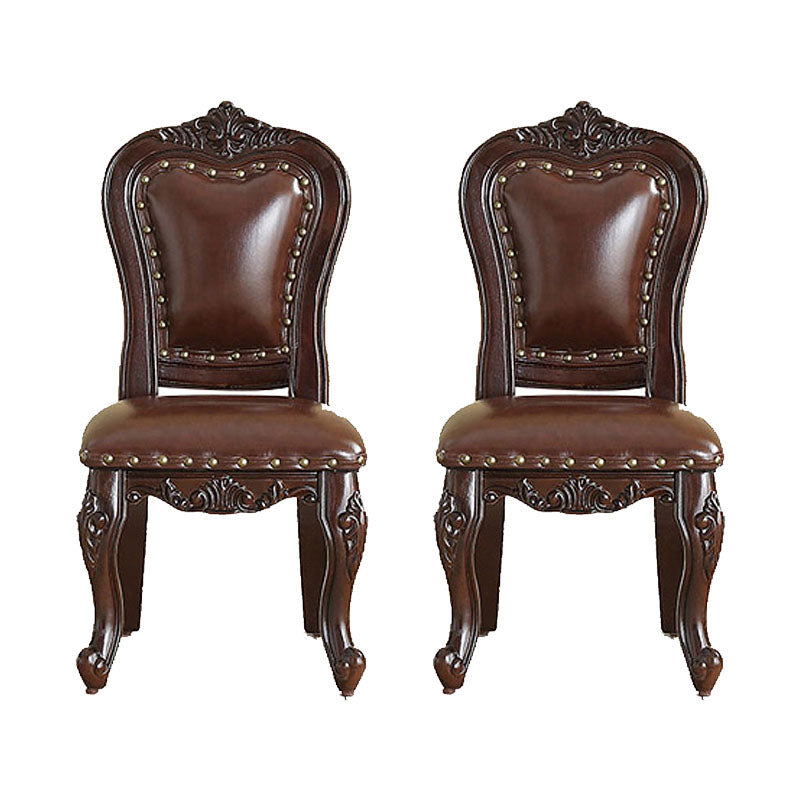 Victoria Style Solid Wood Dining Chair Kitchen Open Back Side Chairs Brown 2 Piece Set Clearhalo ' kitchen&dining_furn' 'Dining Chairs' 'Dining Tables & Seating' 'dining_chair' 'furn' 'furn_dining_chair' 'Furniture' 'furniture_dining_chair' 'Kitchen & Dining Furniture' 'kitchen' 4140237