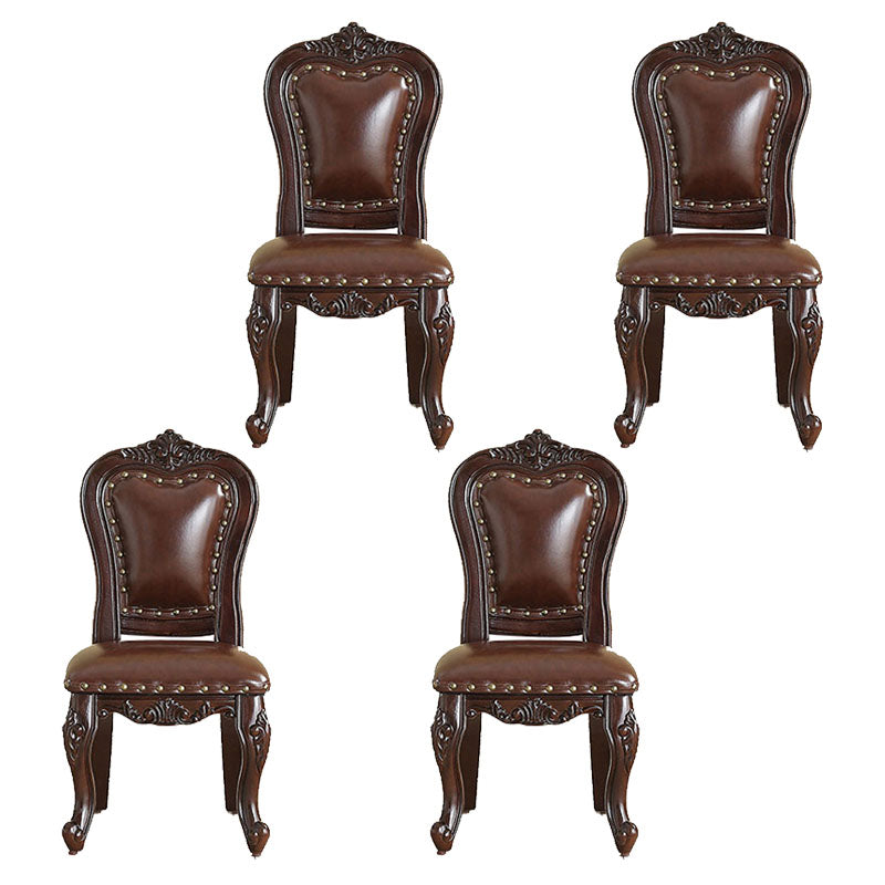 Victoria Style Solid Wood Dining Chair Kitchen Open Back Side Chairs Brown 4 Piece Set Clearhalo ' kitchen&dining_furn' 'Dining Chairs' 'Dining Tables & Seating' 'dining_chair' 'furn' 'furn_dining_chair' 'Furniture' 'furniture_dining_chair' 'Kitchen & Dining Furniture' 'kitchen' 4140238