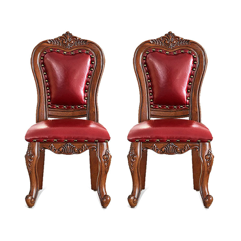 Victoria Style Solid Wood Dining Chair Kitchen Open Back Side Chairs Burgundy 2 Piece Set Clearhalo ' kitchen&dining_furn' 'Dining Chairs' 'Dining Tables & Seating' 'dining_chair' 'furn' 'furn_dining_chair' 'Furniture' 'furniture_dining_chair' 'Kitchen & Dining Furniture' 'kitchen' 4140246