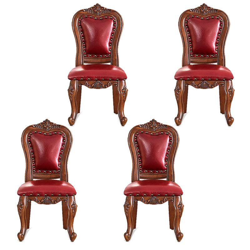 Victoria Style Solid Wood Dining Chair Kitchen Open Back Side Chairs Burgundy 4 Piece Set Clearhalo ' kitchen&dining_furn' 'Dining Chairs' 'Dining Tables & Seating' 'dining_chair' 'furn' 'furn_dining_chair' 'Furniture' 'furniture_dining_chair' 'Kitchen & Dining Furniture' 'kitchen' 4140247