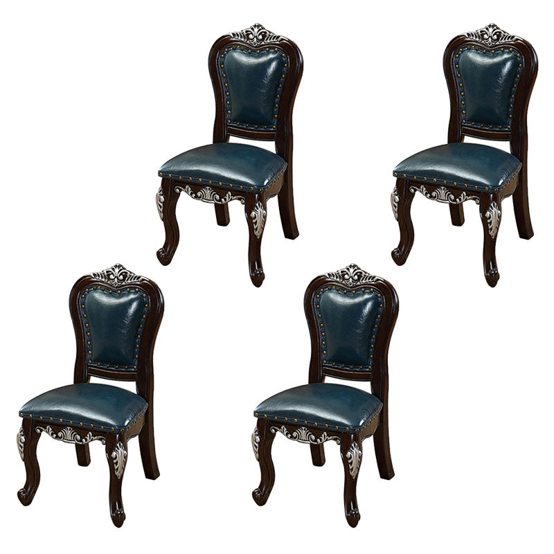 Victoria Style Rubberwood Chairs Open Back Side Kitchen Chairs Set Blue 4 Piece Set Clearhalo ' kitchen&dining_furn' 'Dining Chairs' 'Dining Tables & Seating' 'dining_chair' 'furn' 'furn_dining_chair' 'Furniture' 'furniture_dining_chair' 'Kitchen & Dining Furniture' 'kitchen' 4140260