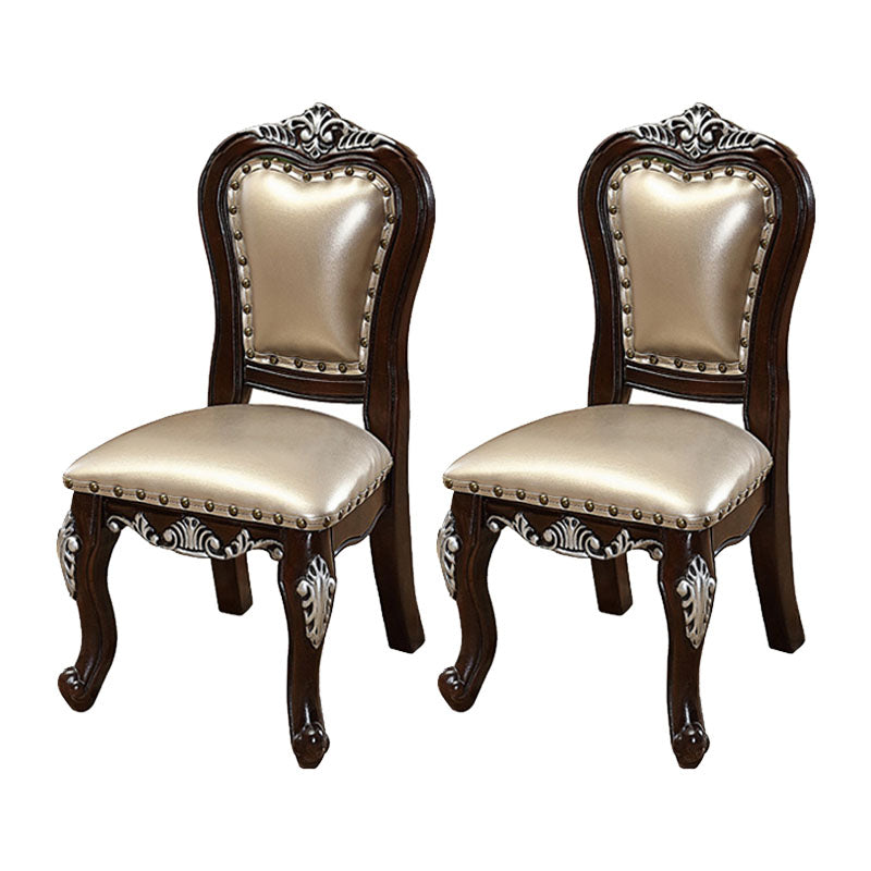 Victoria Style Rubberwood Chairs Open Back Side Kitchen Chairs Set Champagne Silver 2 Piece Set Clearhalo ' kitchen&dining_furn' 'Dining Chairs' 'Dining Tables & Seating' 'dining_chair' 'furn' 'furn_dining_chair' 'Furniture' 'furniture_dining_chair' 'Kitchen & Dining Furniture' 'kitchen' 4140264