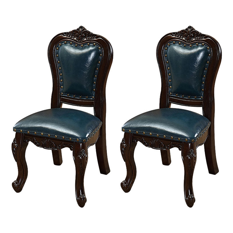 Victoria Style Rubberwood Chairs Open Back Side Kitchen Chairs Set Royal Blue 2 Piece Set Clearhalo ' kitchen&dining_furn' 'Dining Chairs' 'Dining Tables & Seating' 'dining_chair' 'furn' 'furn_dining_chair' 'Furniture' 'furniture_dining_chair' 'Kitchen & Dining Furniture' 'kitchen' 4140273