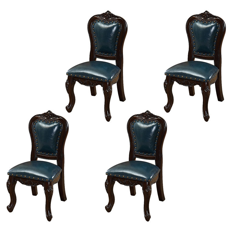 Victoria Style Rubberwood Chairs Open Back Side Kitchen Chairs Set Royal Blue 4 Piece Set Clearhalo ' kitchen&dining_furn' 'Dining Chairs' 'Dining Tables & Seating' 'dining_chair' 'furn' 'furn_dining_chair' 'Furniture' 'furniture_dining_chair' 'Kitchen & Dining Furniture' 'kitchen' 4140274