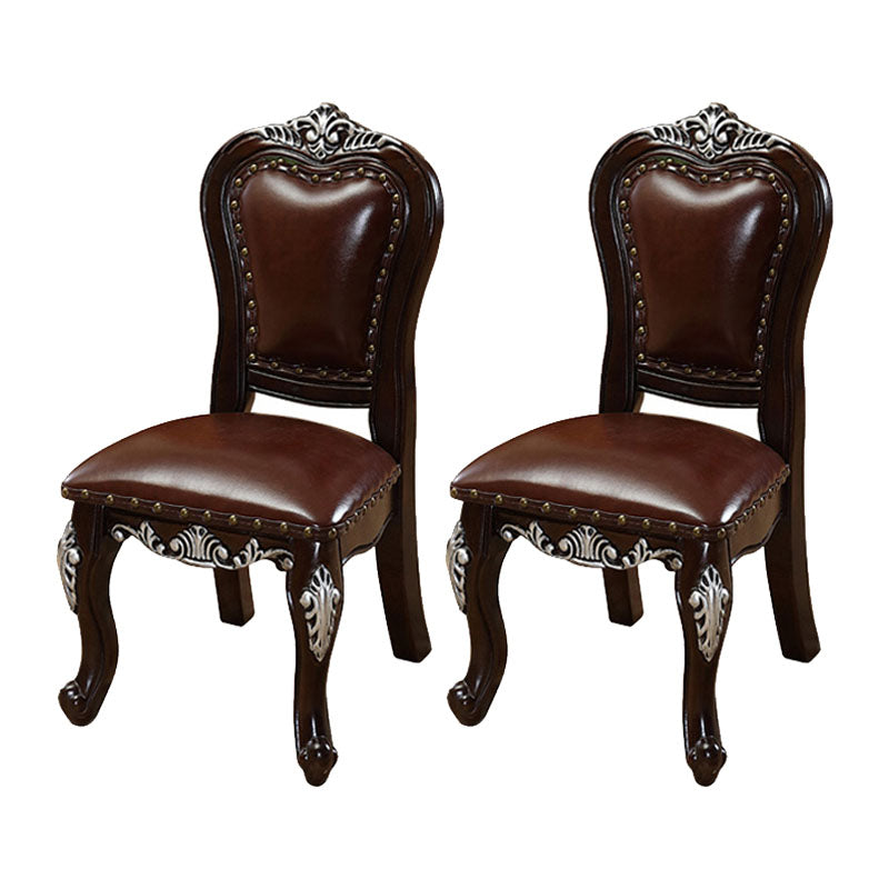Victoria Style Rubberwood Chairs Open Back Side Kitchen Chairs Set Dark Brown 2 Piece Set Clearhalo ' kitchen&dining_furn' 'Dining Chairs' 'Dining Tables & Seating' 'dining_chair' 'furn' 'furn_dining_chair' 'Furniture' 'furniture_dining_chair' 'Kitchen & Dining Furniture' 'kitchen' 4140276