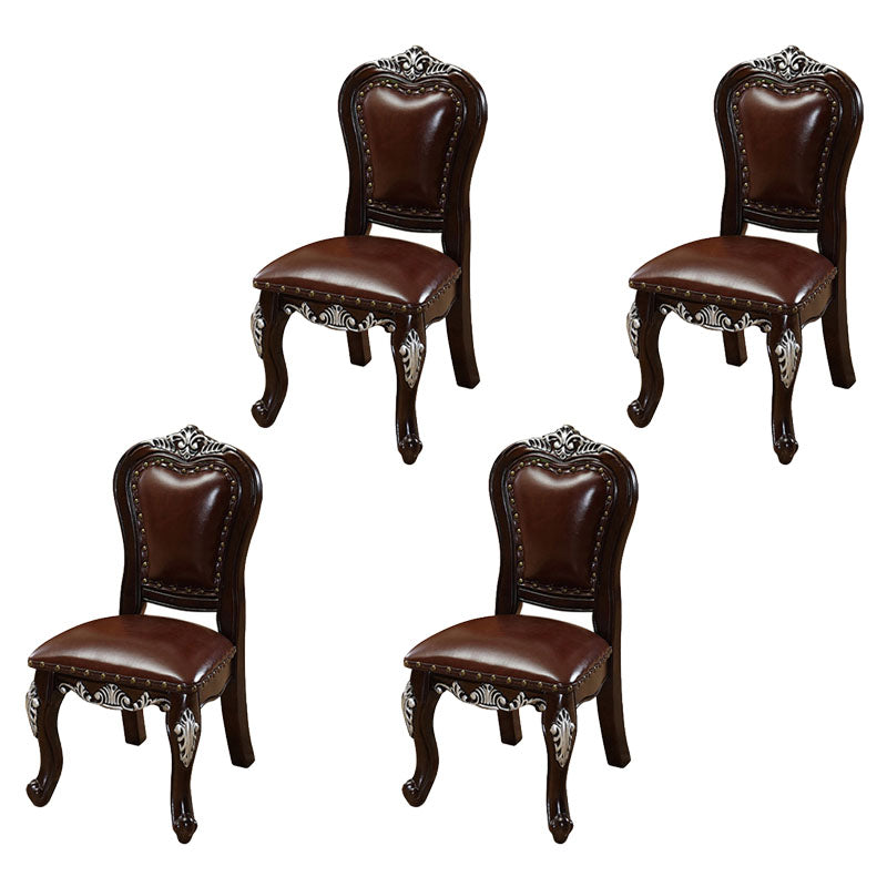 Victoria Style Rubberwood Chairs Open Back Side Kitchen Chairs Set Dark Brown 4 Piece Set Clearhalo ' kitchen&dining_furn' 'Dining Chairs' 'Dining Tables & Seating' 'dining_chair' 'furn' 'furn_dining_chair' 'Furniture' 'furniture_dining_chair' 'Kitchen & Dining Furniture' 'kitchen' 4140277