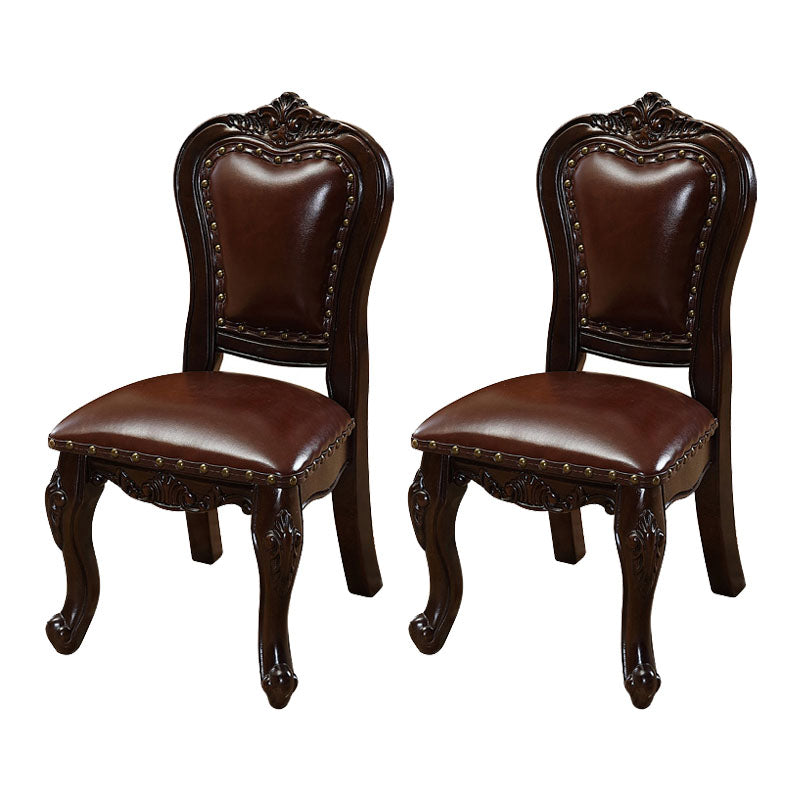 Victoria Style Rubberwood Chairs Open Back Side Kitchen Chairs Set Brown 2 Piece Set Clearhalo ' kitchen&dining_furn' 'Dining Chairs' 'Dining Tables & Seating' 'dining_chair' 'furn' 'furn_dining_chair' 'Furniture' 'furniture_dining_chair' 'Kitchen & Dining Furniture' 'kitchen' 4140282