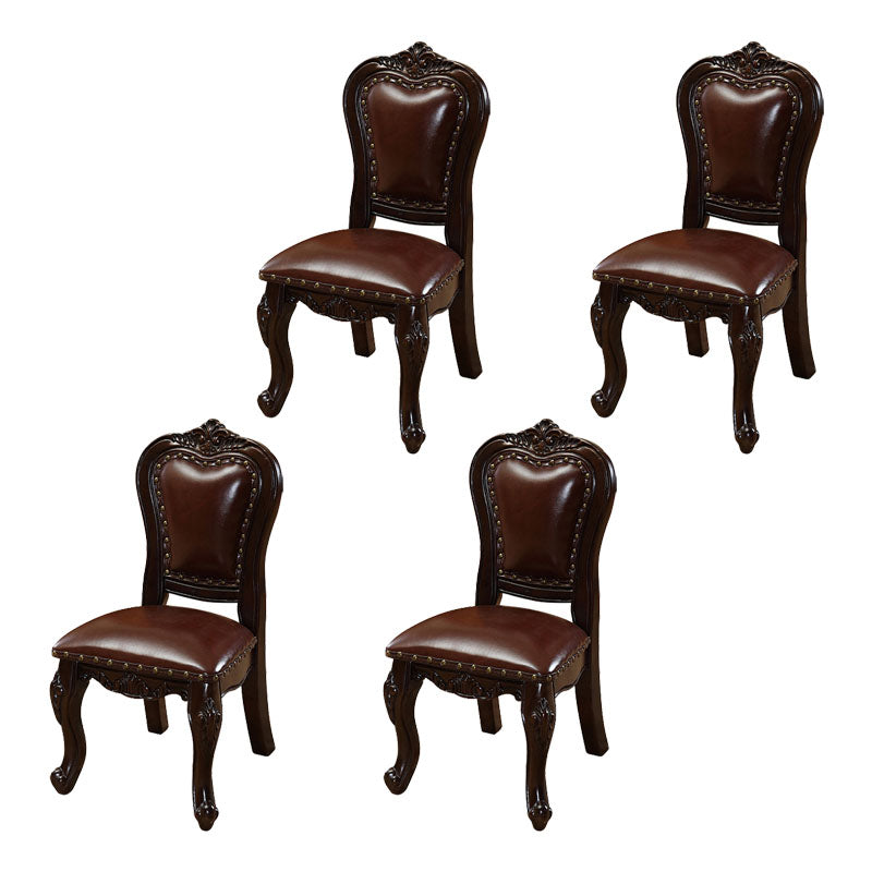 Victoria Style Rubberwood Chairs Open Back Side Kitchen Chairs Set Brown 4 Piece Set Clearhalo ' kitchen&dining_furn' 'Dining Chairs' 'Dining Tables & Seating' 'dining_chair' 'furn' 'furn_dining_chair' 'Furniture' 'furniture_dining_chair' 'Kitchen & Dining Furniture' 'kitchen' 4140283